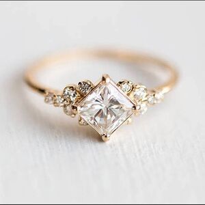 New 18k Gold Plated Diamond Ring Size 7, 8 Minimalist Delicate
